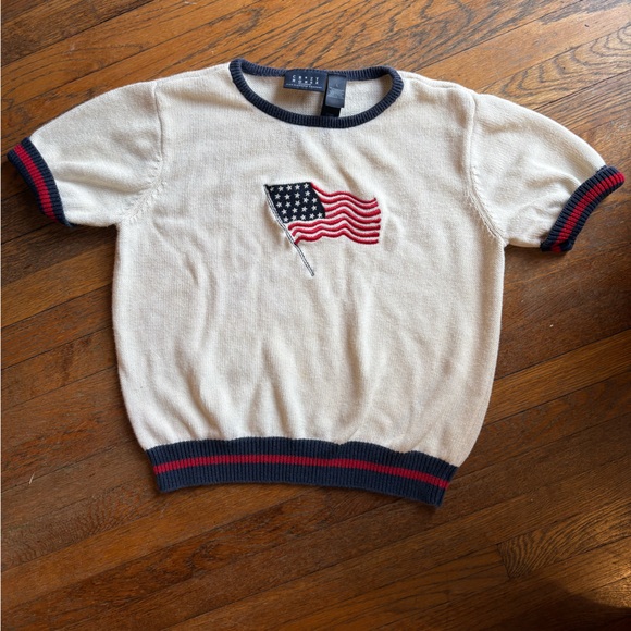 Liz Claiborne Sweaters - American Flag Short Sleeve Sweater | VTG | Heritage Knit | Size Large